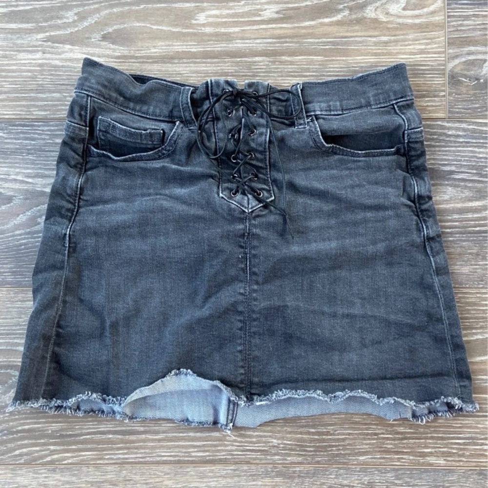 Denim Lace-Up Skirt